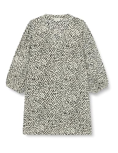 Kaffe Curve Damen Plus-Size Women's Tunic 3/4 Sleeves V-Notch Neck Casual Fit Printed Tunika, Turtledove/Black Graphic Dot, von KAFFE CURVE