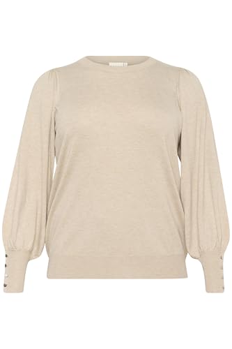 Kaffe Curve Damen Plus Size Womens Slim Fit Long Sleeves Round Neck Pullover, Feather Gray Melange, XL Größen von KAFFE CURVE
