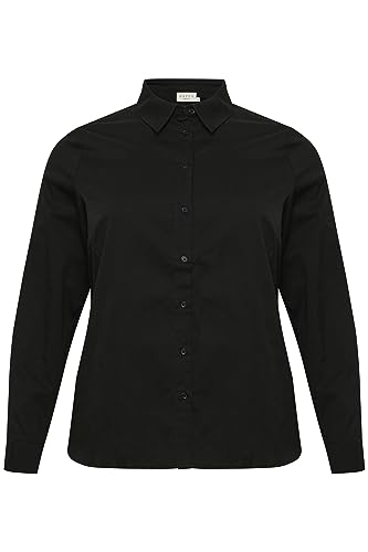 Kaffe Curve Damen Plussize Button Up Regular Fit Lange Ärmel Shirt, Black Deep, 40 Größen von KAFFE CURVE