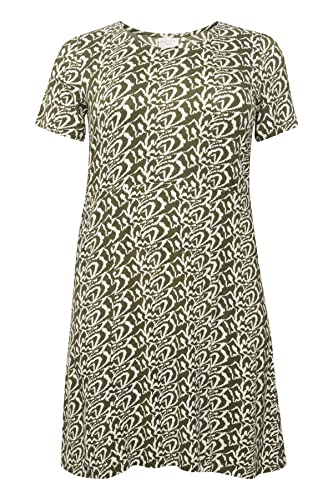 Kaffe Curve Damen Plussize Knee Length Short Sleeves Casual Fit A-Linie Kleid, Grape Leaf/Antique Graphic, XL Größen von KAFFE CURVE