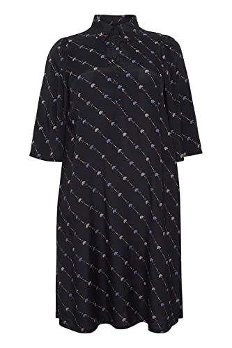 Kaffe Curve Damen-Tunika, Midi-Druck, Ärmel, lässig, Schwarz/Infinity Graphic Lines, 48 von KAFFE CURVE