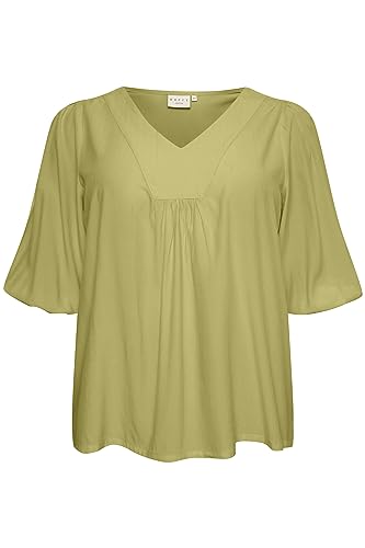 Kaffe Curve Damen Übergröße Langarm V Loose Fit Kaftan Ausschnitt Bluse, Mosstone, 44 Plus von KAFFE CURVE