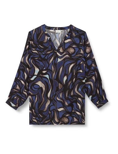 Kaffe Curve Women's Plus-Size Blouse Long Sleeves Loose Fit V-Neck Printed Top, Blue/Grey Abrstact Graphic, 52 DE/Groß von KAFFE CURVE