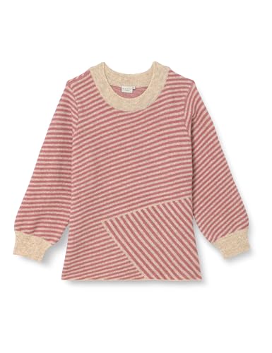 Kaffe Curve Women's Plus-Size Striped Crew Neck Casual Fit Long Sleeves Pullover, Feather Gray Mel. / Rosa, XL Größen von KAFFE CURVE