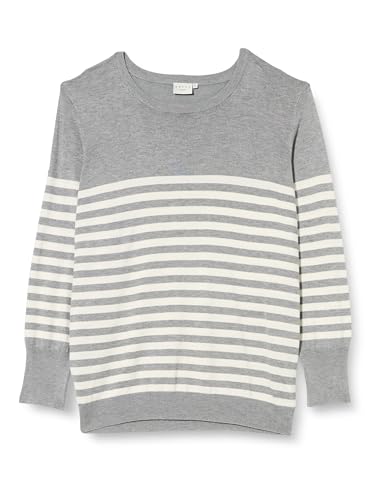Kaffe Curve Women's Plus-Size Striped Regular Fit Round Neck Tight Knit Pullover, Grey Melange/Turtledove Stripe, L Größen Kaffe Curve Women's Plus-Size Striped Regular Fit Round Neck Tight Knit Pullover, Grey Melange/Turtledove Stripe, L Größen von KAFFE CURVE