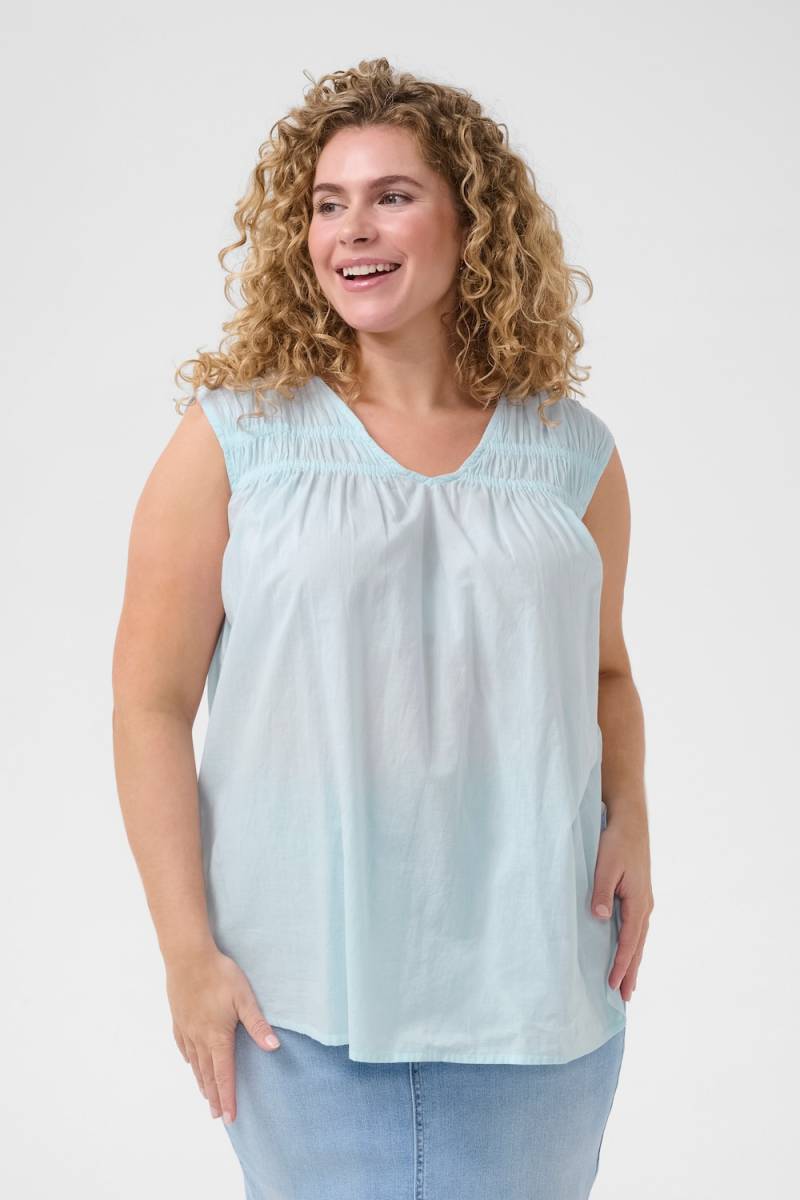 Große Größen Ärmellose Bluse A-shape, Damen, türkis, Größe: 44, Baumwolle, Happy Size DE Women von KAFFE Curve