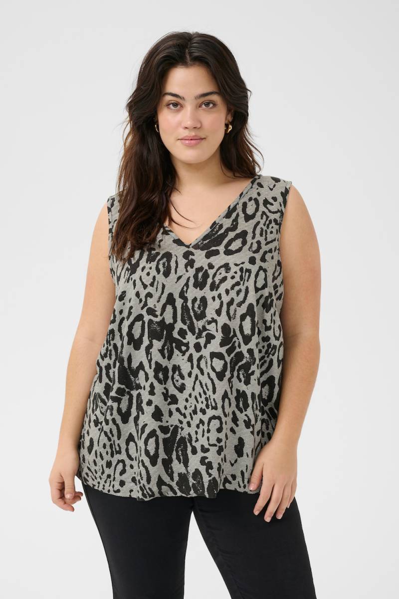 Große Größen Ärmellose Bluse Regular fit, Damen, braun, Größe: 46, Viskose/Leinen, Happy Size DE Women von KAFFE Curve