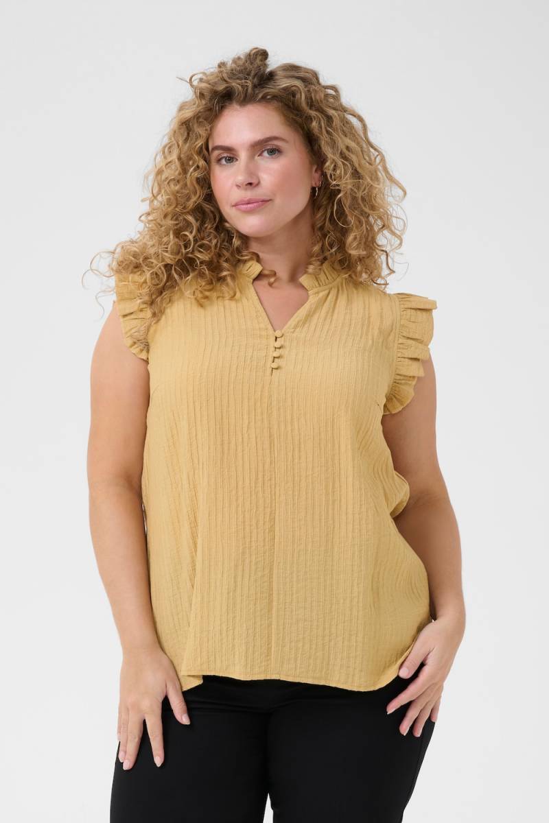 Große Größen Ärmellose Bluse Regular fit, Damen, gelb, Größe: 54, Viskose/Nylon, Happy Size DE Women von KAFFE Curve