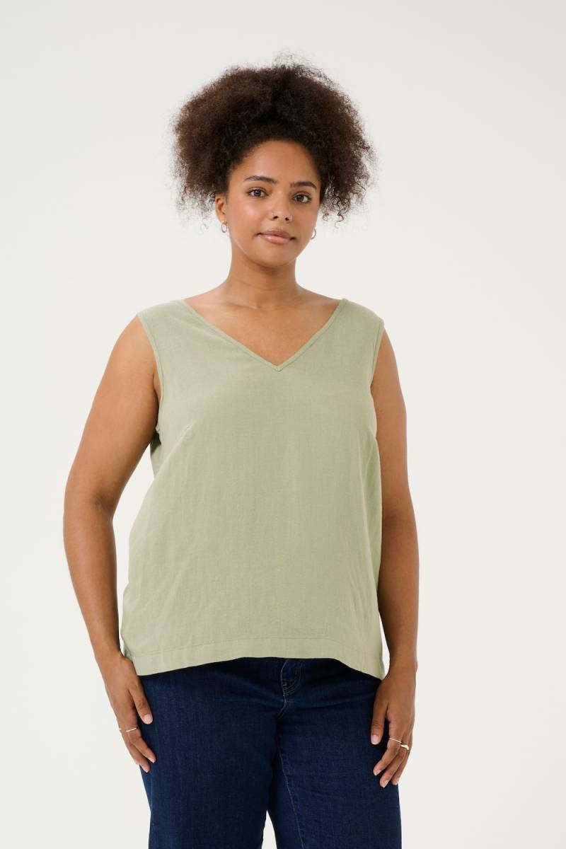 Große Größen Ärmellose Bluse Regular fit, Damen, grau, Größe: 48, Viskose/Leinen, Happy Size DE Women von KAFFE Curve