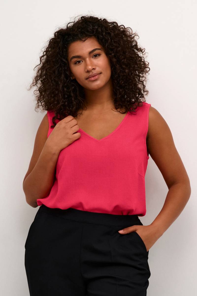 Große Größen Ärmellose Bluse Regular fit, Damen, rosa, Größe: 54, Viskose/Leinen, Happy Size DE Women von KAFFE Curve