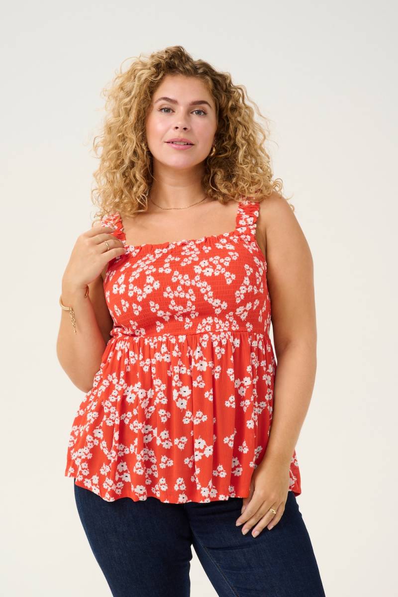 Große Größen Ärmellose Bluse Tight fit, Damen, rot, Größe: 44, Viskose, Happy Size DE Women von KAFFE Curve