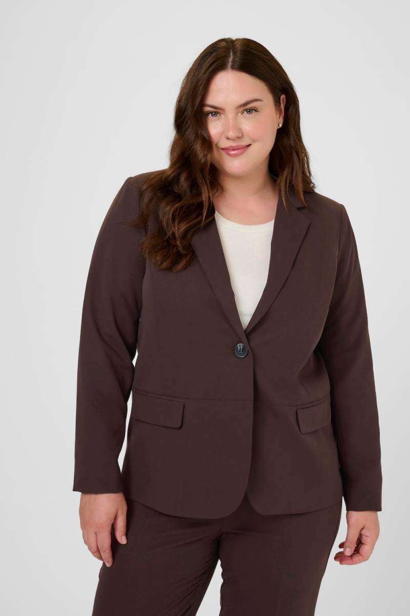 Große Größen Blazer Tight fit, Damen, braun, Größe: 50, Polyester/Viskose, Happy Size DE Women von KAFFE Curve