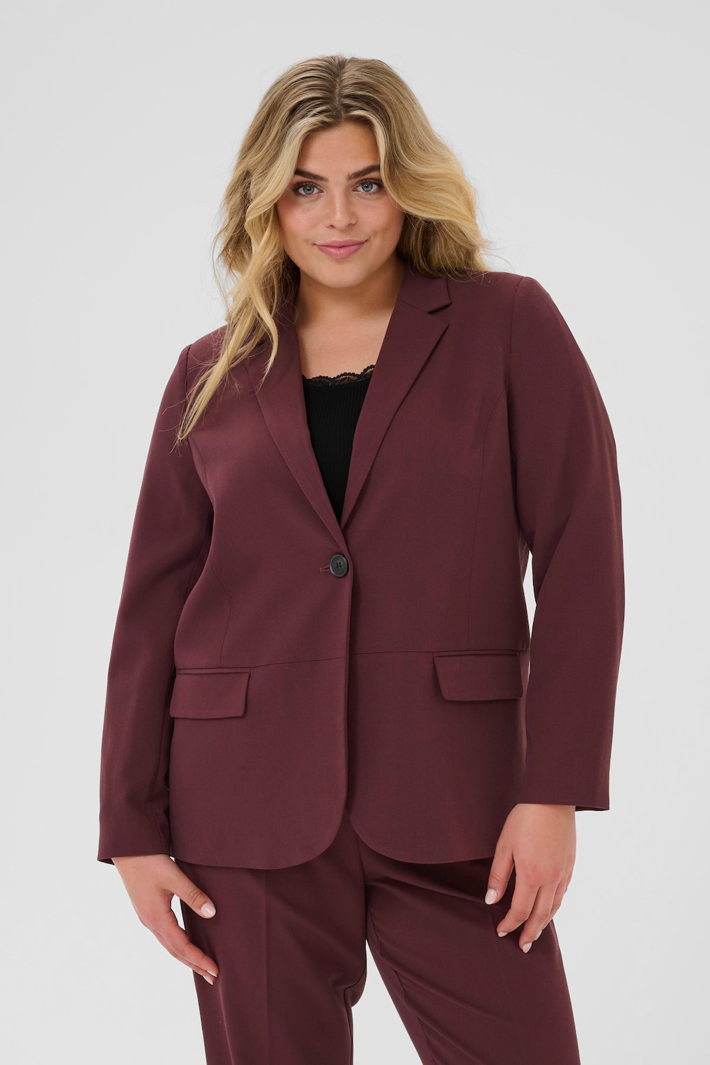 Große Größen Blazer Tight fit, Damen, rosa, Größe: 50, Polyester/Viskose, Happy Size DE Women von KAFFE Curve