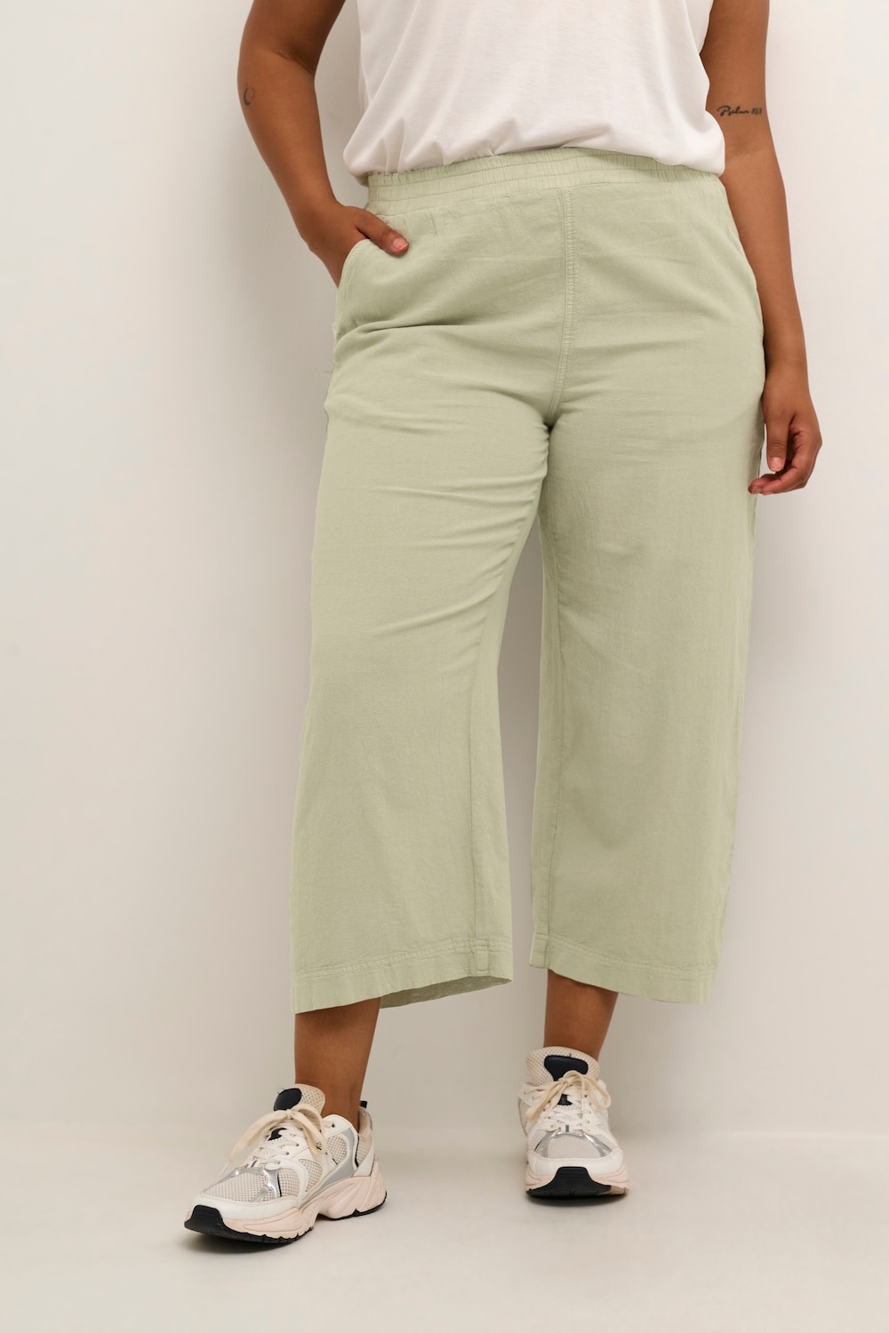 Große Größen Casual Hose Loose fit, Damen, grün, Größe: 52, Baumwolle, Happy Size DE Women von KAFFE Curve