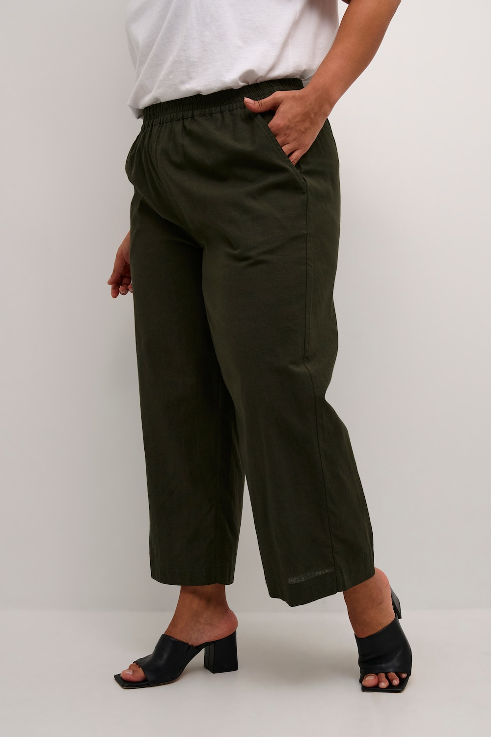 Große Größen Casual Hose Loose fit, Damen, grün, Größe: 52, Baumwolle/Leinen, Happy Size DE Women von KAFFE Curve