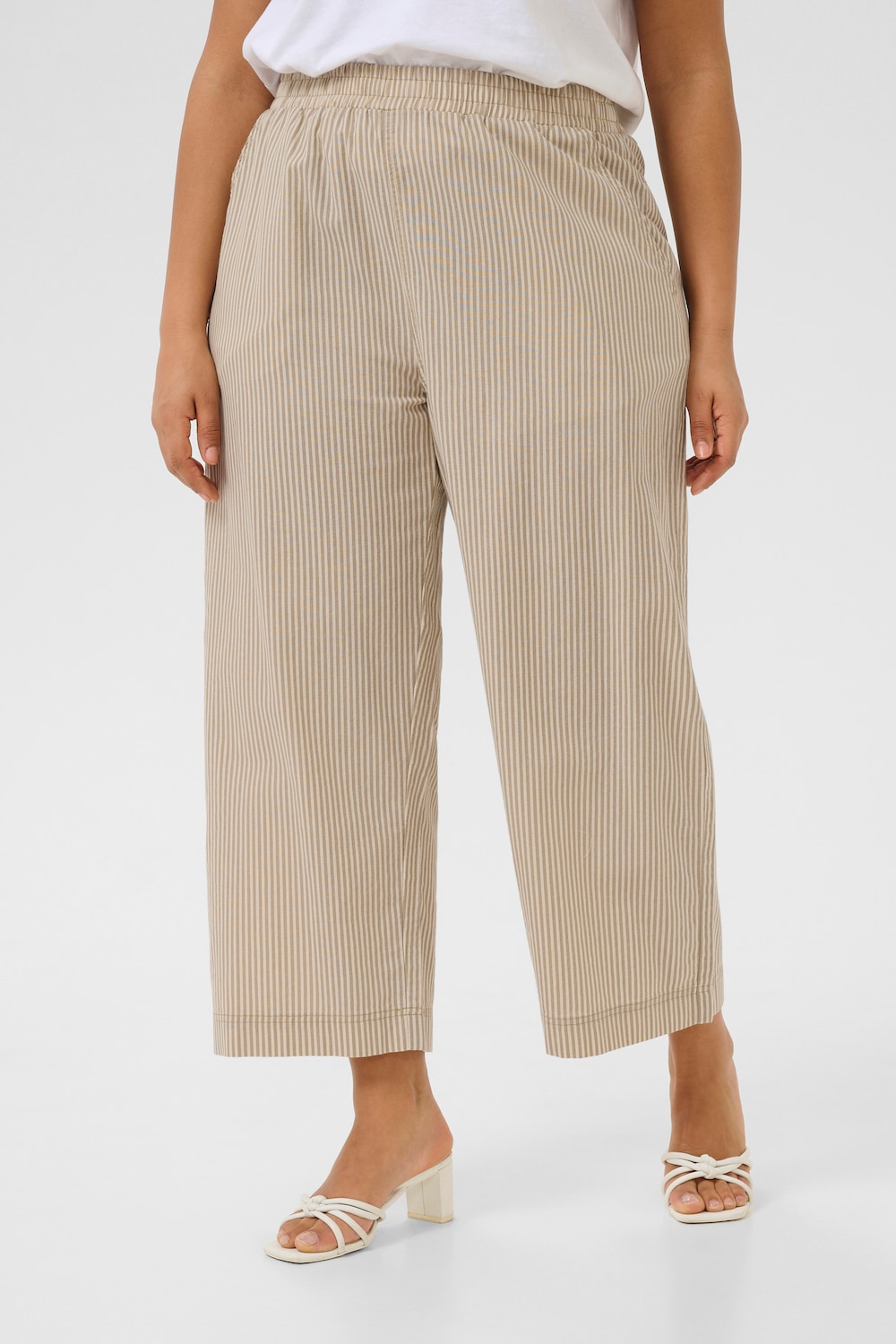 Große Größen Casual Hose Loose fit, Damen, weiß, Größe: 46, Baumwolle, Happy Size DE Women von KAFFE Curve