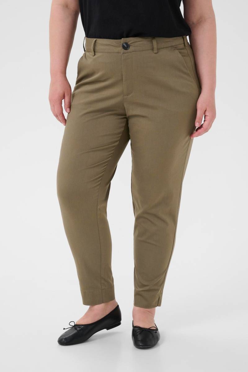 Große Größen Casual Hose Regular fit, Damen, beige, Größe: 50, Polyester/Baumwolle/Viskose, Happy Size DE Women von KAFFE Curve