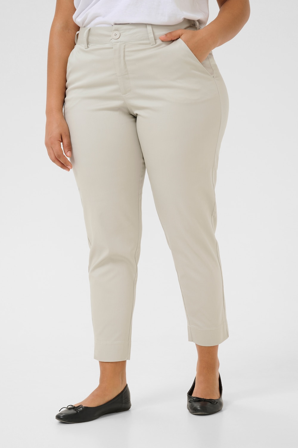 Große Größen Casual Hose Regular fit, Damen, beige, Größe: 52, Polyester/Baumwolle/Viskose, Happy Size DE Women von KAFFE Curve