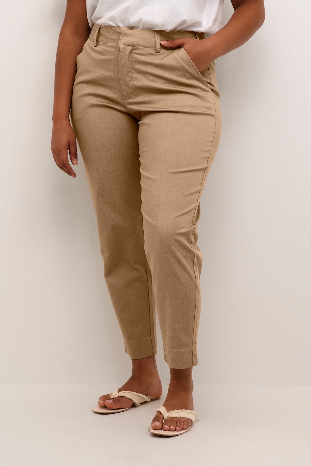 Große Größen Casual Hose Regular fit, Damen, braun, Größe: 52, Polyester/Baumwolle/Viskose, Happy Size DE Women von KAFFE Curve