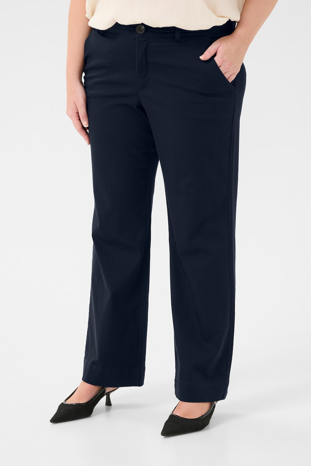 Große Größen Casual Hose Regular fit, Damen, grau, Größe: 50, Polyester/Baumwolle/Viskose, Happy Size DE Women von KAFFE Curve