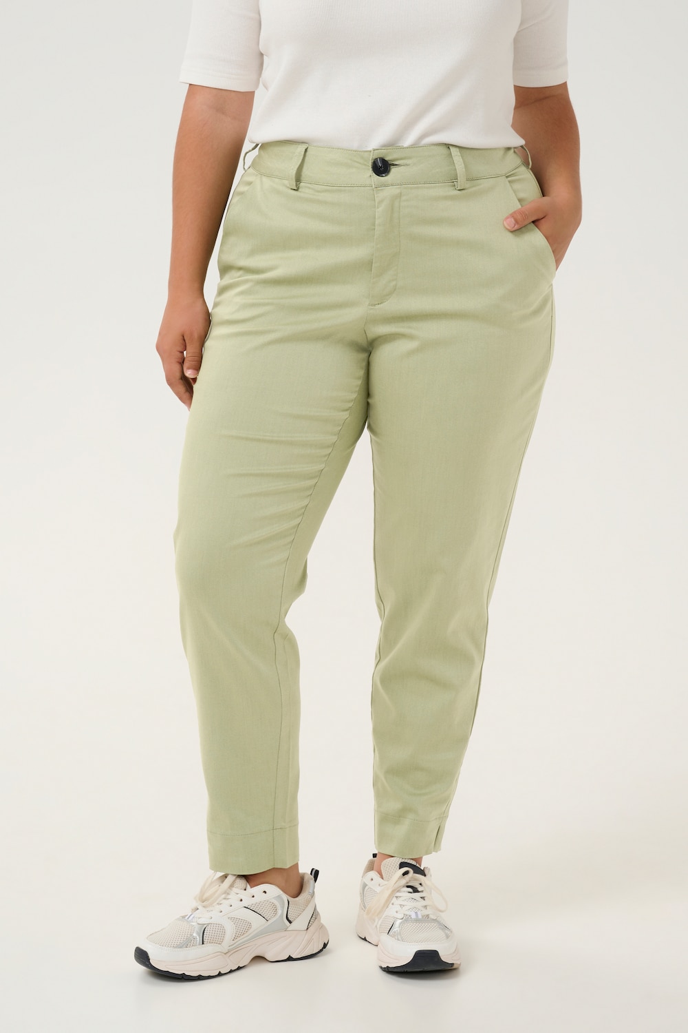 Große Größen Casual Hose Regular fit, Damen, grau, Größe: 52, Polyester/Baumwolle/Viskose, Happy Size DE Women von KAFFE Curve