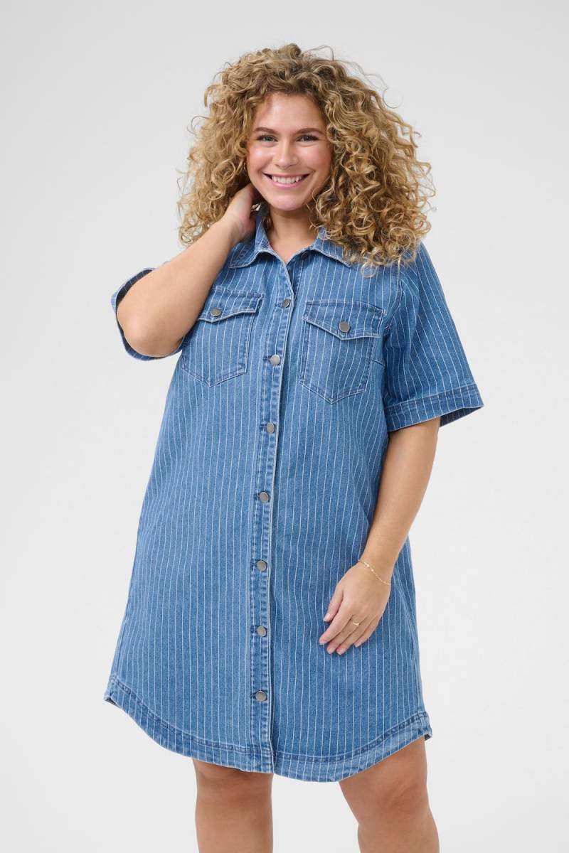 Große Größen Denimkleid Loose fit, Damen, blau, Größe: 48, Baumwolle/Polyester, Happy Size DE Women von KAFFE Curve