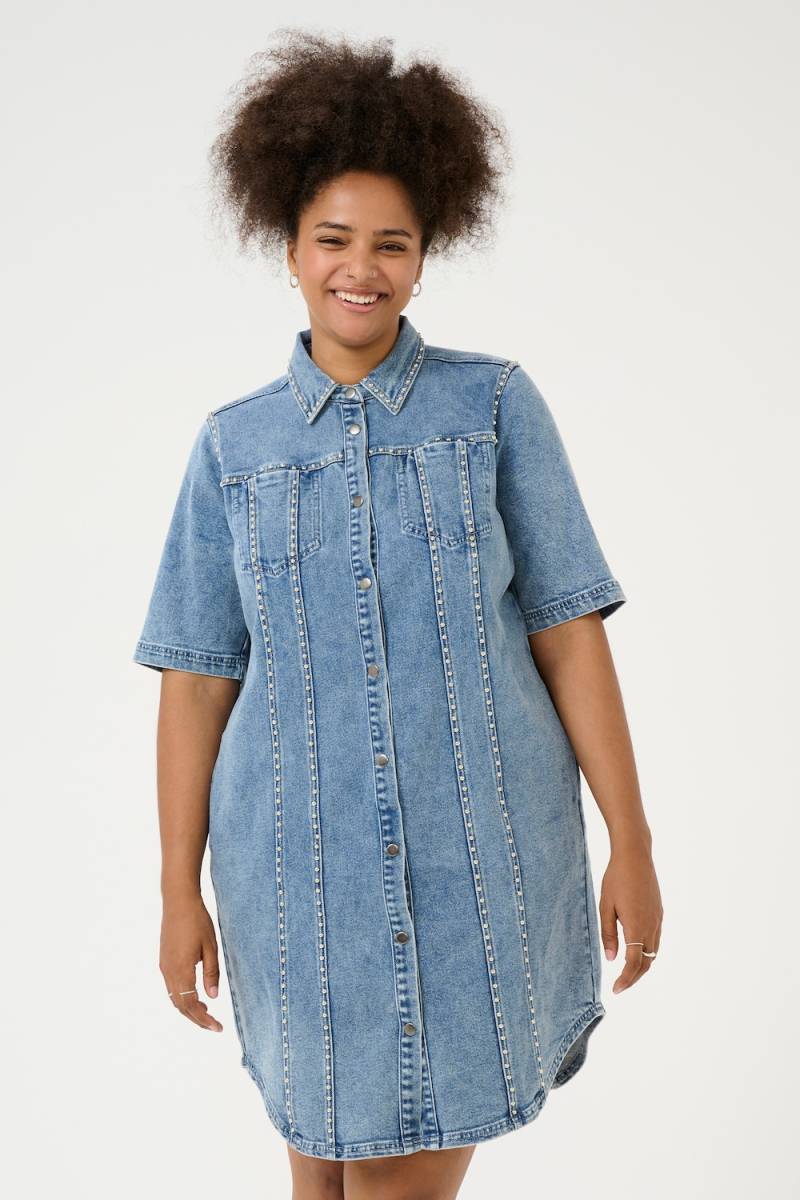 Große Größen Denimkleid Regular fit, Damen, blau, Größe: 54, Baumwolle/Polyester/Viskose, Happy Size DE Women von KAFFE Curve