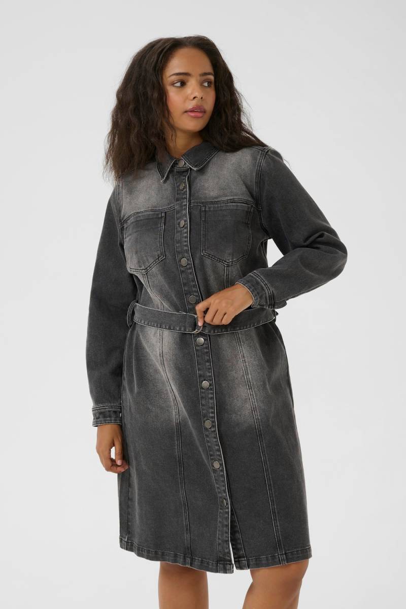Große Größen Denimkleid Regular fit, Damen, grau, Größe: 44, Baumwolle/Polyester/Viskose, Happy Size DE Women von KAFFE Curve