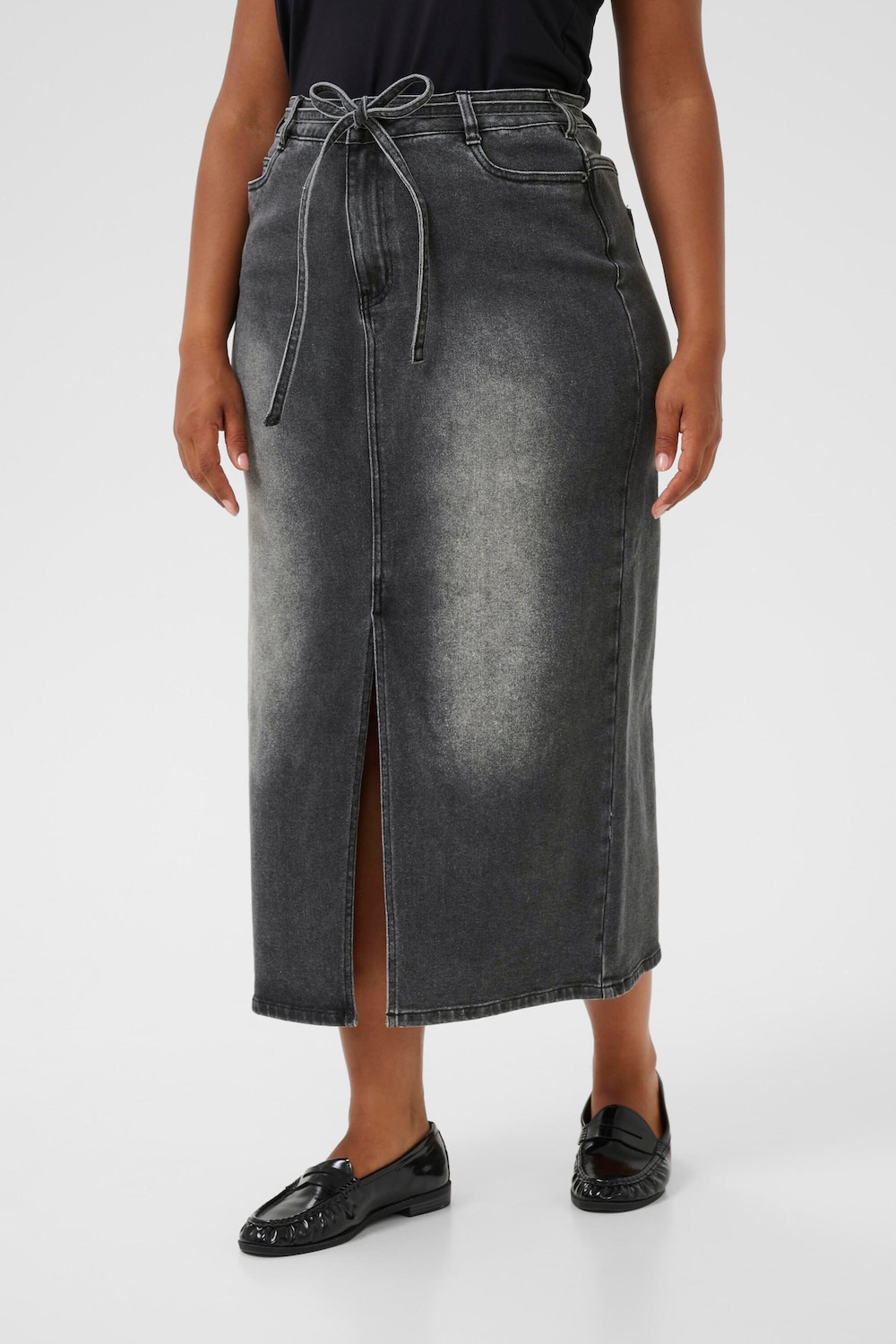 Große Größen Denimrock Regular fit, Damen, grau, Größe: 46, Baumwolle/Polyester/Viskose, Happy Size DE Women von KAFFE Curve