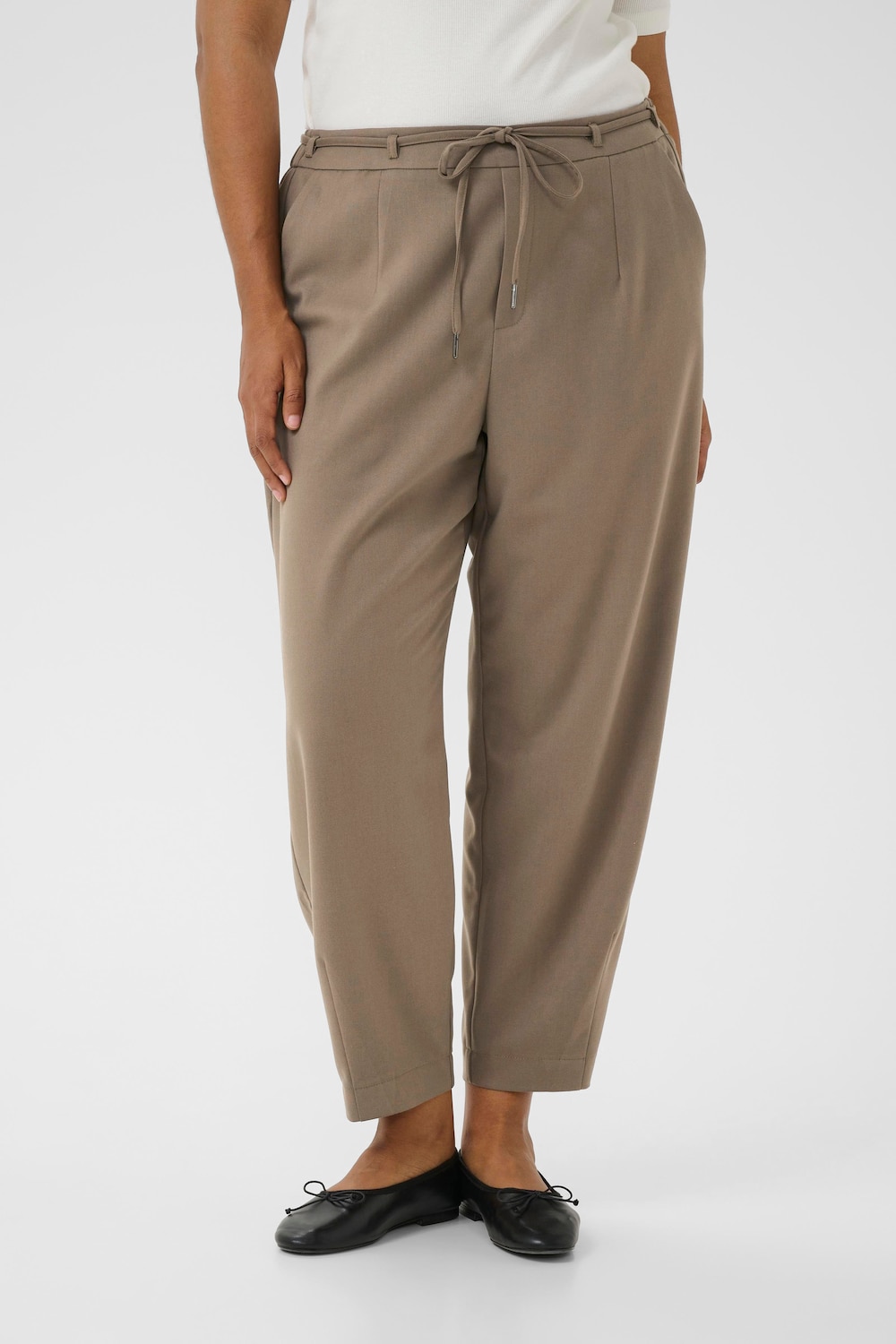 Große Größen Hose Loose fit, Damen, beige, Größe: 44, Polyester/Viskose, Happy Size DE Women von KAFFE Curve