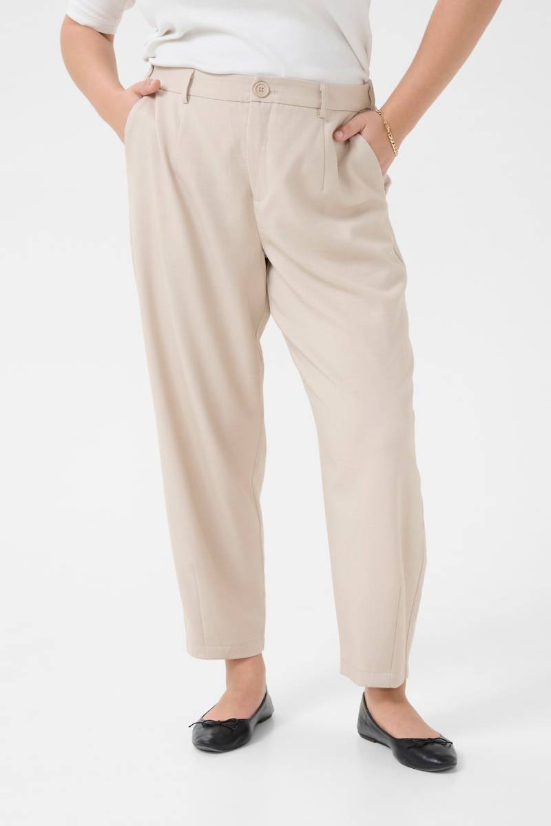 Große Größen Hose Loose fit, Damen, beige, Größe: 46, Polyester/Viskose, Happy Size DE Women von KAFFE Curve