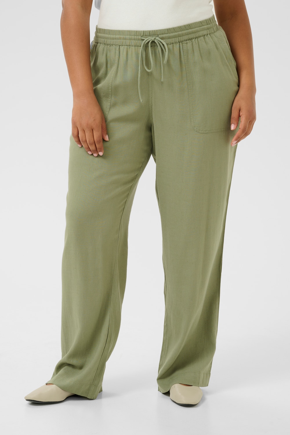 Große Größen Hose Loose fit, Damen, grau, Größe: 50, Viskose/Leinen, Happy Size DE Women von KAFFE Curve