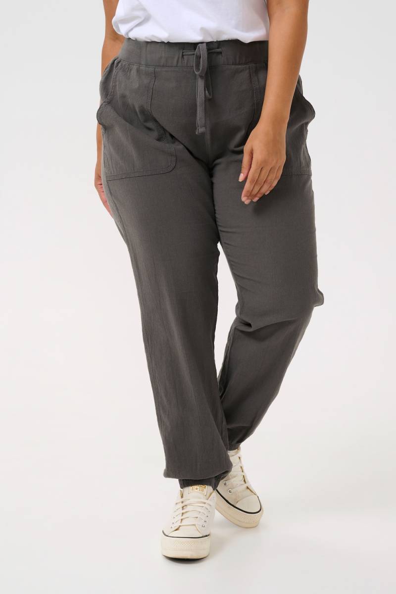 Große Größen Hose Loose fit, Damen, grau, Größe: 54, Baumwolle, Happy Size DE Women von KAFFE Curve