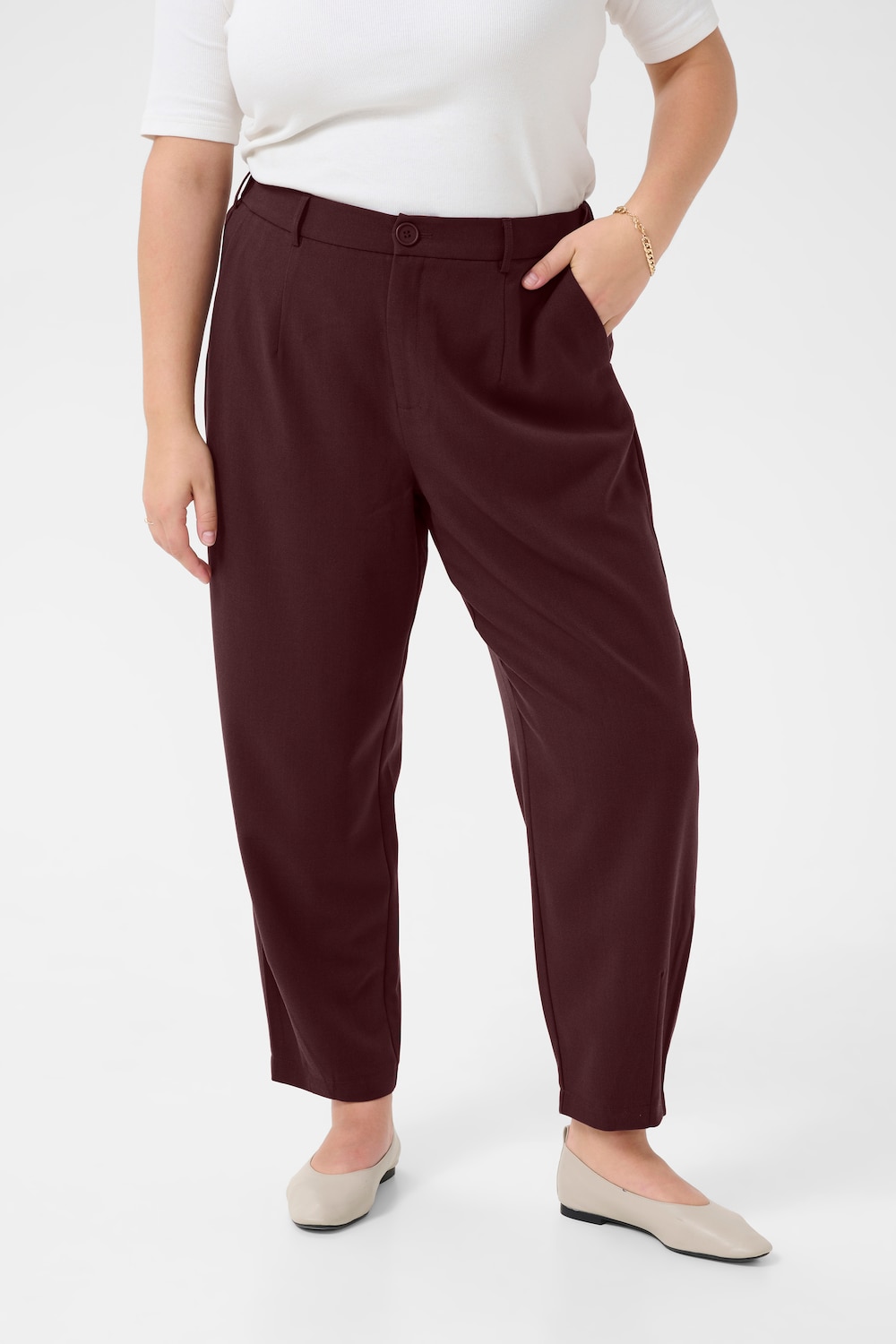 Große Größen Hose Loose fit, Damen, rosa, Größe: 46, Polyester/Viskose, Happy Size DE Women von KAFFE Curve