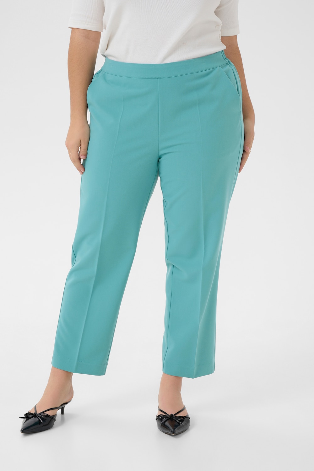 Große Größen Hose Regular fit, Damen, türkis, Größe: 48, Polyester/Viskose, Happy Size DE Women von KAFFE Curve