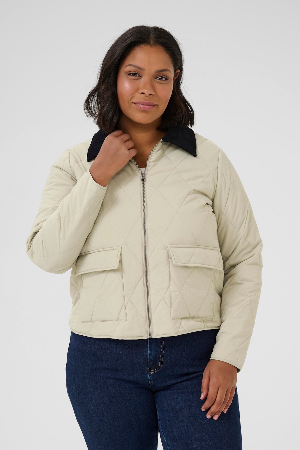 Große Größen Jacke Loose fit, Damen, beige, Größe: 48, Synthetische Fasern, Happy Size DE Women von KAFFE Curve