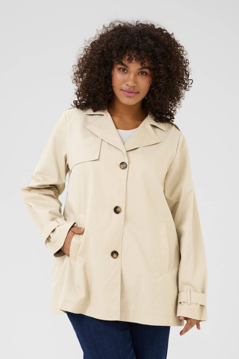 Große Größen Jacke Loose fit, Damen, beige, Größe: 52, Polyester/Baumwolle, Happy Size DE Women von KAFFE Curve