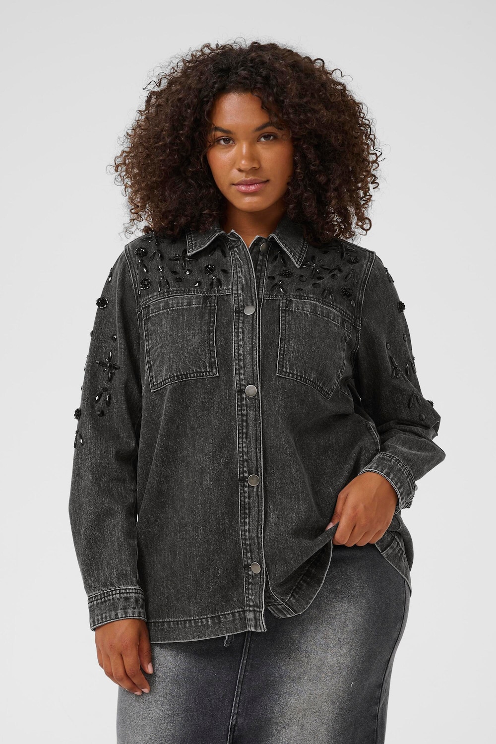 Große Größen Jacke Loose fit, Damen, braun, Größe: 50, Baumwolle, Happy Size DE Women von KAFFE Curve