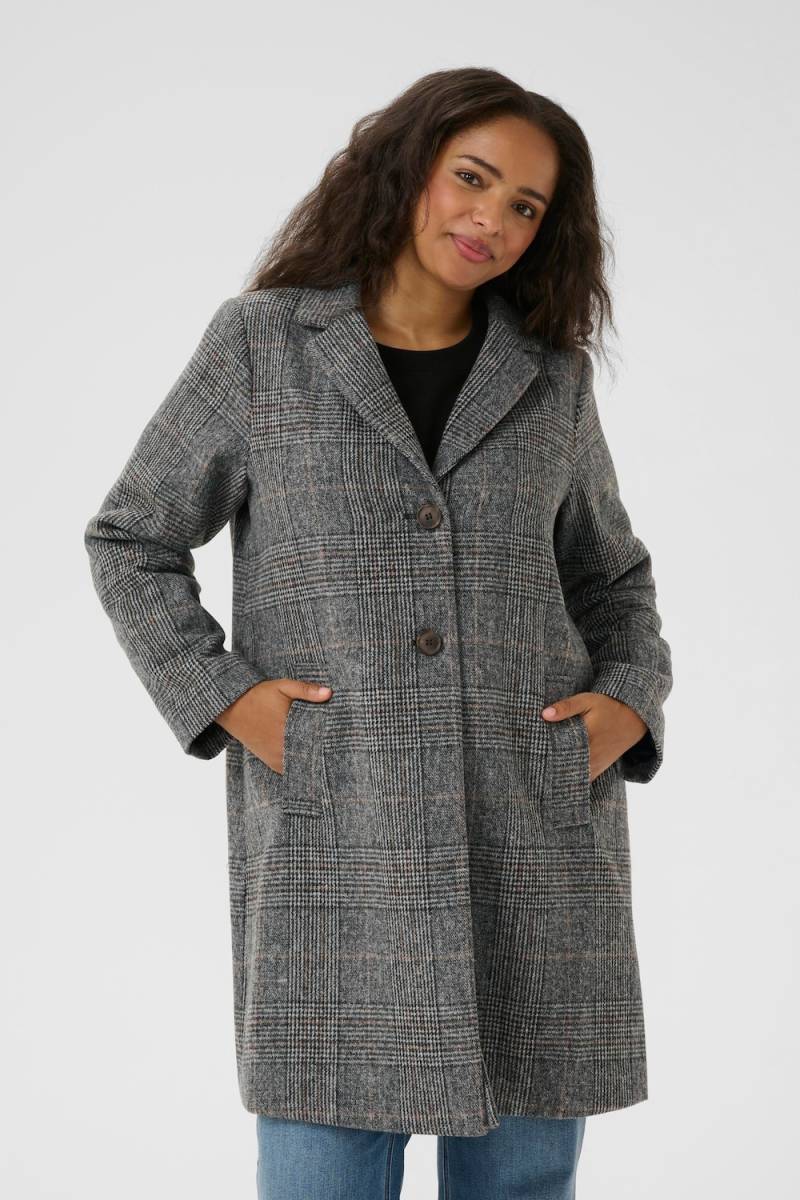 Große Größen Jacke Loose fit, Damen, braun, Größe: 50, Polyester/Wolle, Happy Size DE Women von KAFFE Curve