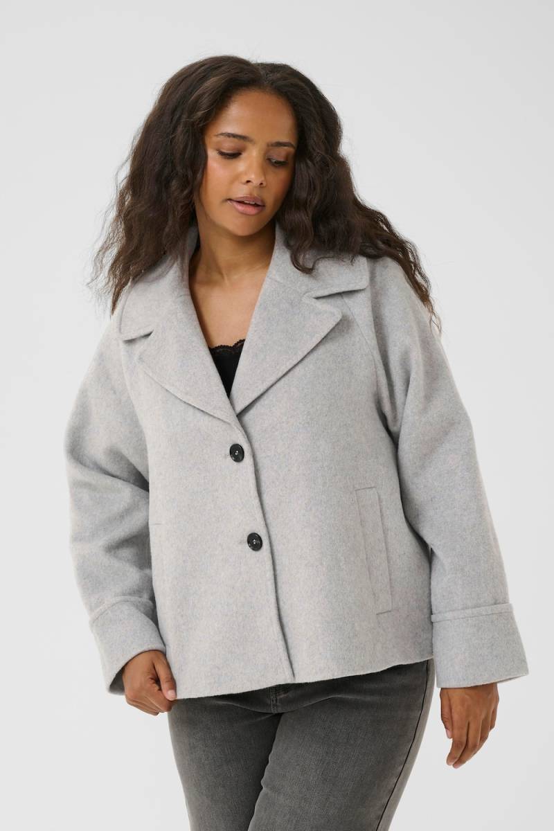 Große Größen Jacke Loose fit, Damen, grau, Größe: 46, Polyester/Wolle, Happy Size DE Women von KAFFE Curve