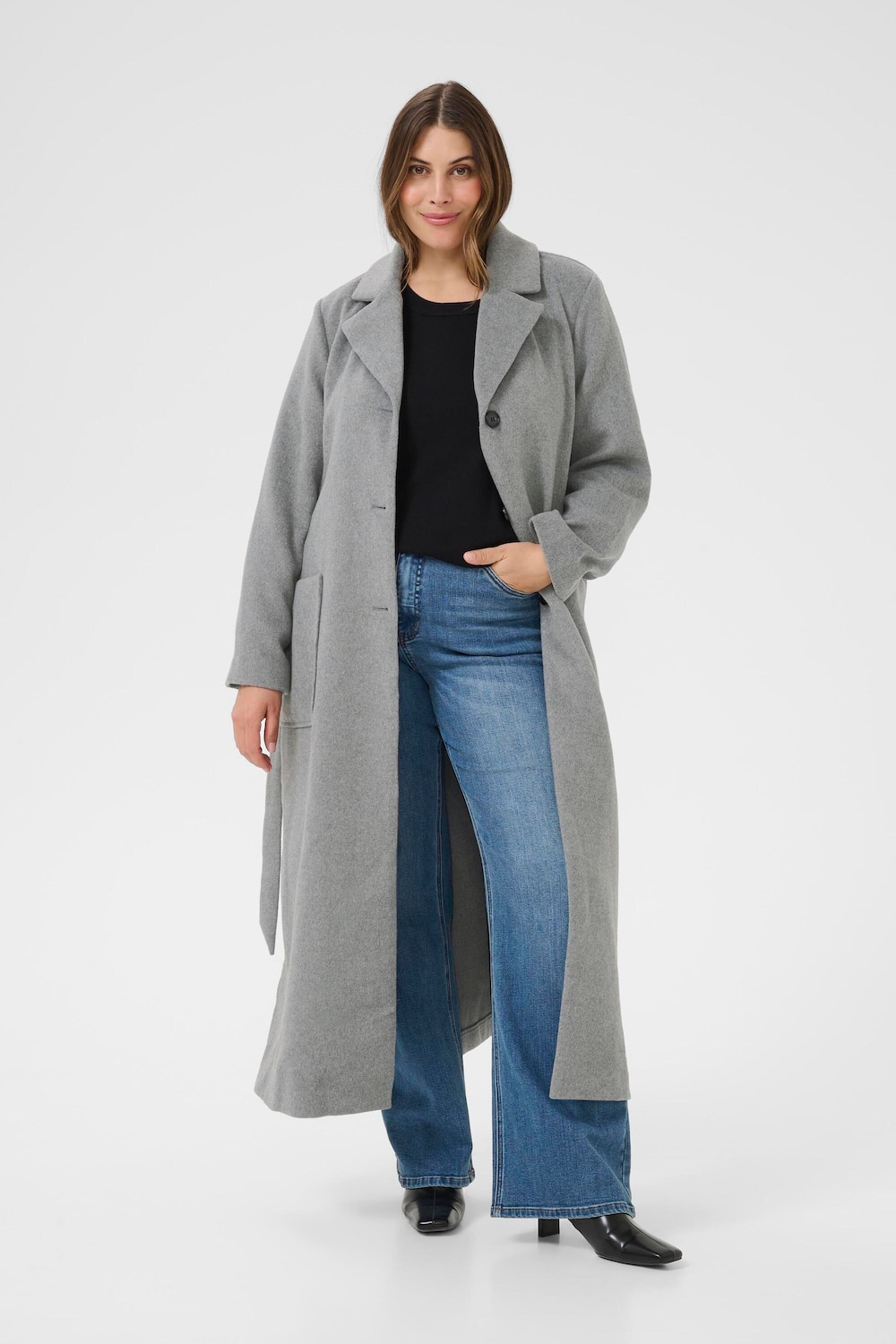 Große Größen Jacke Loose fit, Damen, grau, Größe: 48, Polyester/Wolle/Synthetische Fasern, Happy Size DE Women von KAFFE Curve