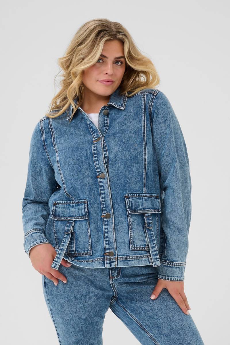 Große Größen Jeansjacke Loose fit, Damen, blau, Größe: 48, Baumwolle, Happy Size DE Women von KAFFE Curve