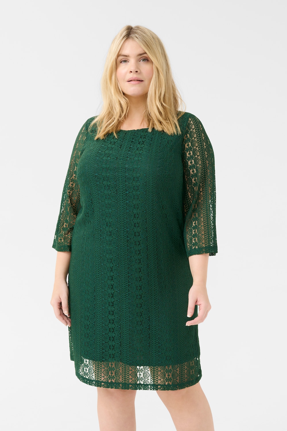 Große Größen Jerseykleid A-shape, Damen, grün, Größe: XL, Synthetische Fasern/Elasthan, Happy Size DE Women von KAFFE Curve