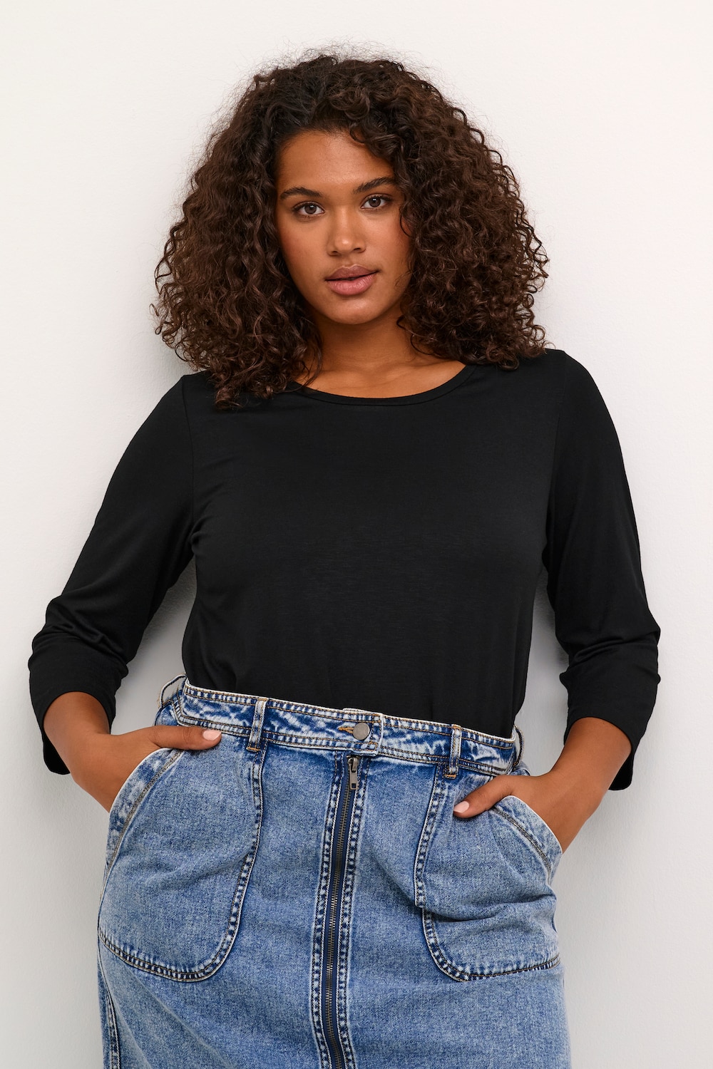 Große Größen Jerseykleid A-shape, Damen, schwarz, Größe: 3XL, Viskose, Happy Size DE Women von KAFFE Curve