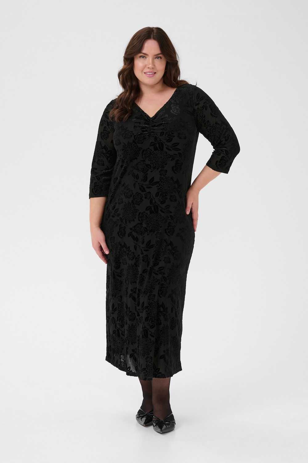 Große Größen Jerseykleid A-shape, Damen, schwarz, Größe: XL, Polyester/Synthetische Fasern, Happy Size DE Women von KAFFE Curve