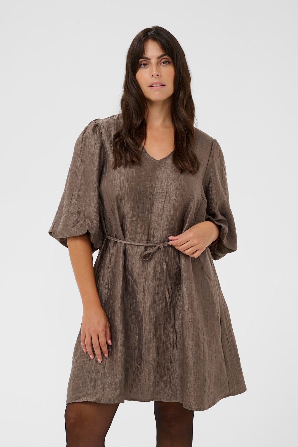 Große Größen Kleid A-shape, Damen, beige, Größe: 44, Viskose/Polyester, Happy Size DE Women von KAFFE Curve