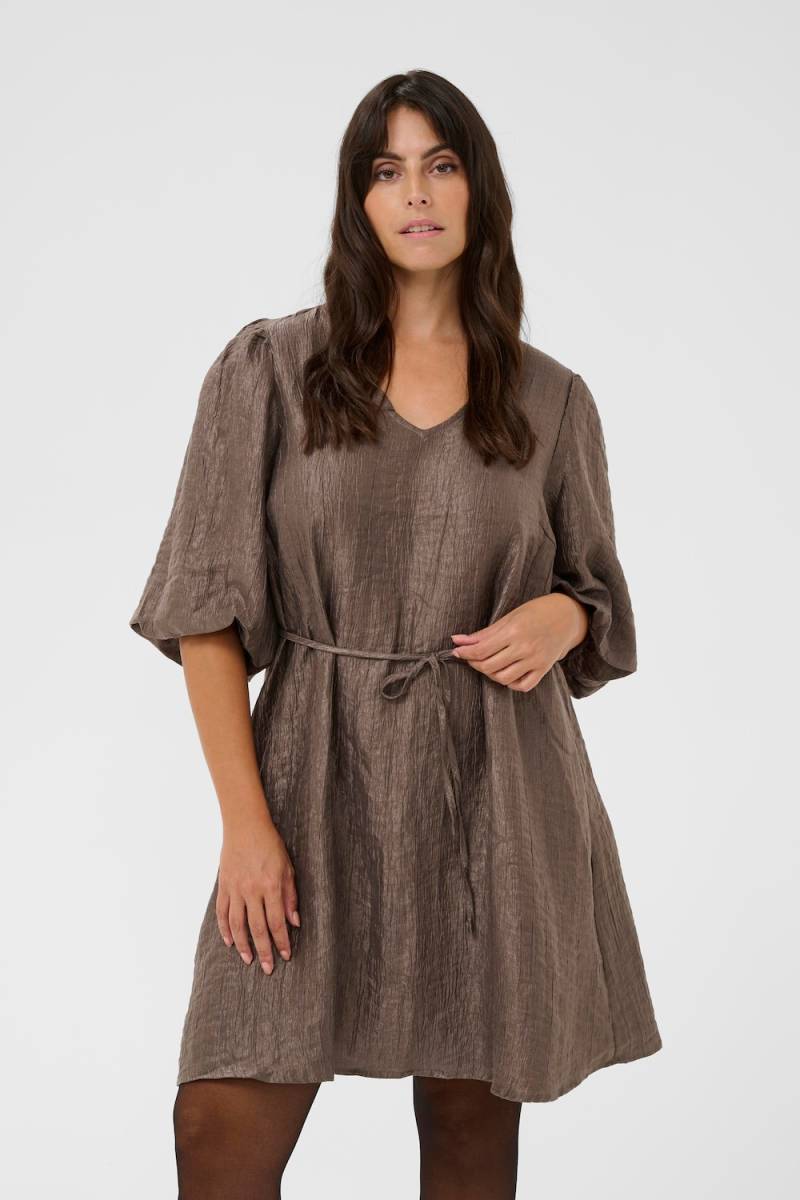 Große Größen Kleid A-shape, Damen, beige, Größe: 44, Viskose/Polyester, Happy Size DE Women von KAFFE Curve