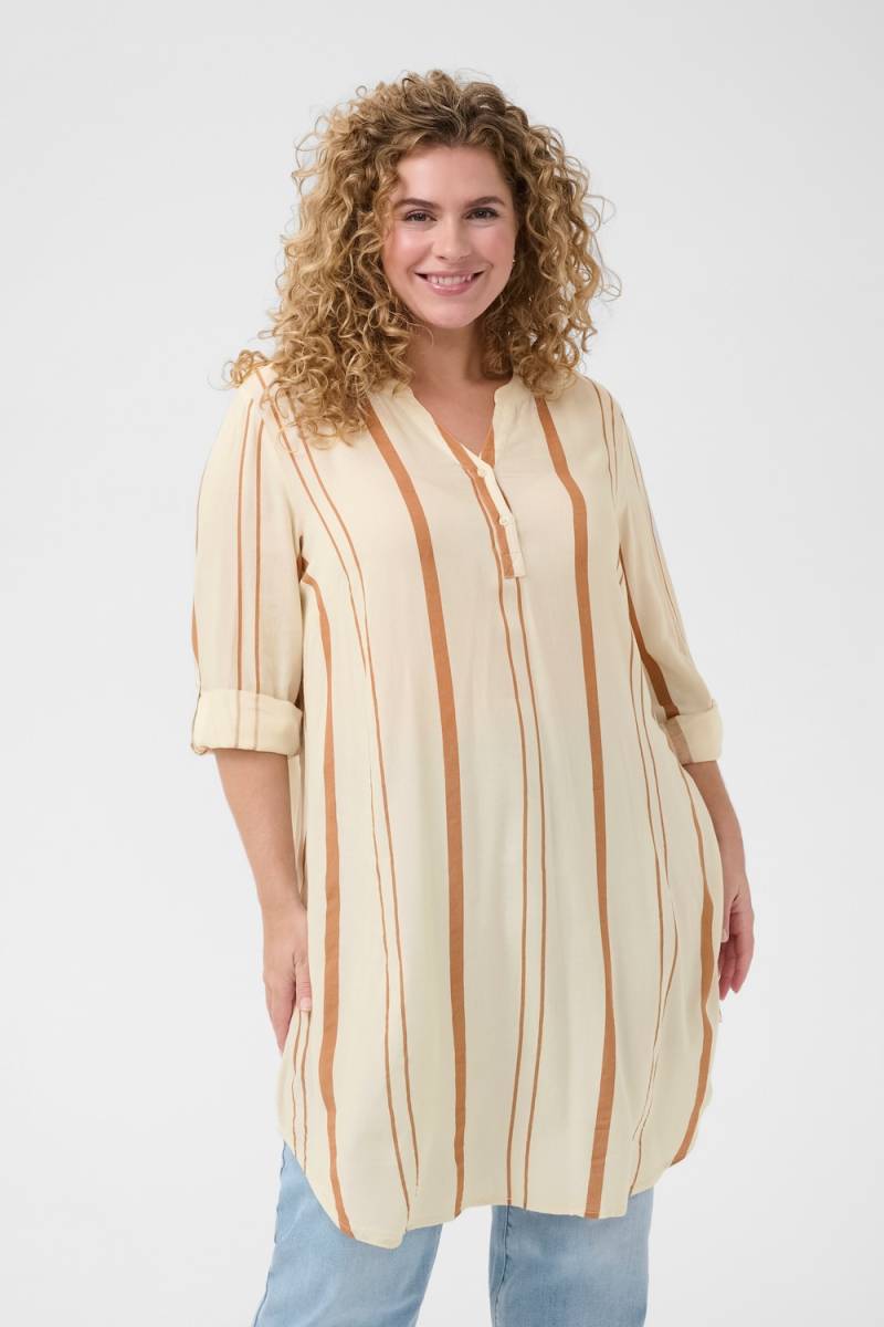 Große Größen Kleid A-shape, Damen, beige, Größe: 52, Viskose, Happy Size DE Women von KAFFE Curve