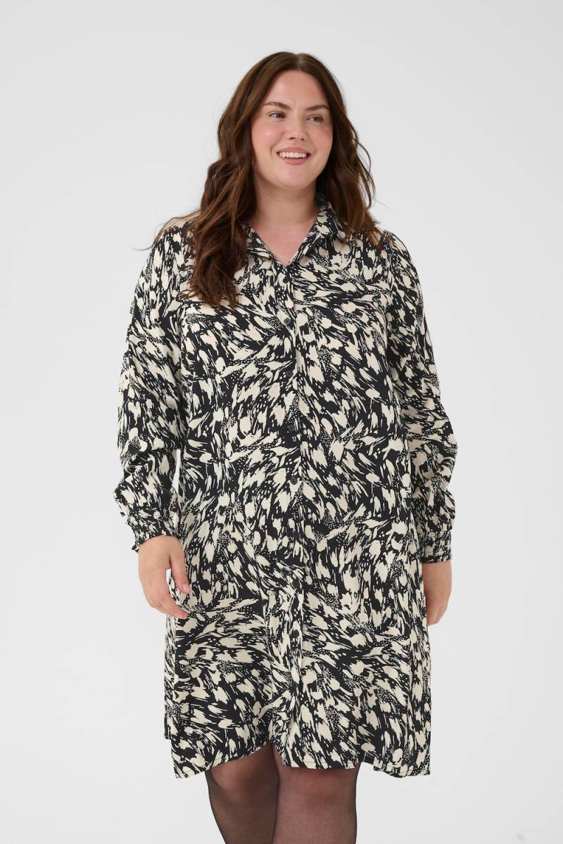 Große Größen Kleid A-shape, Damen, beige, Größe: 52, Viskose, Happy Size DE Women von KAFFE Curve