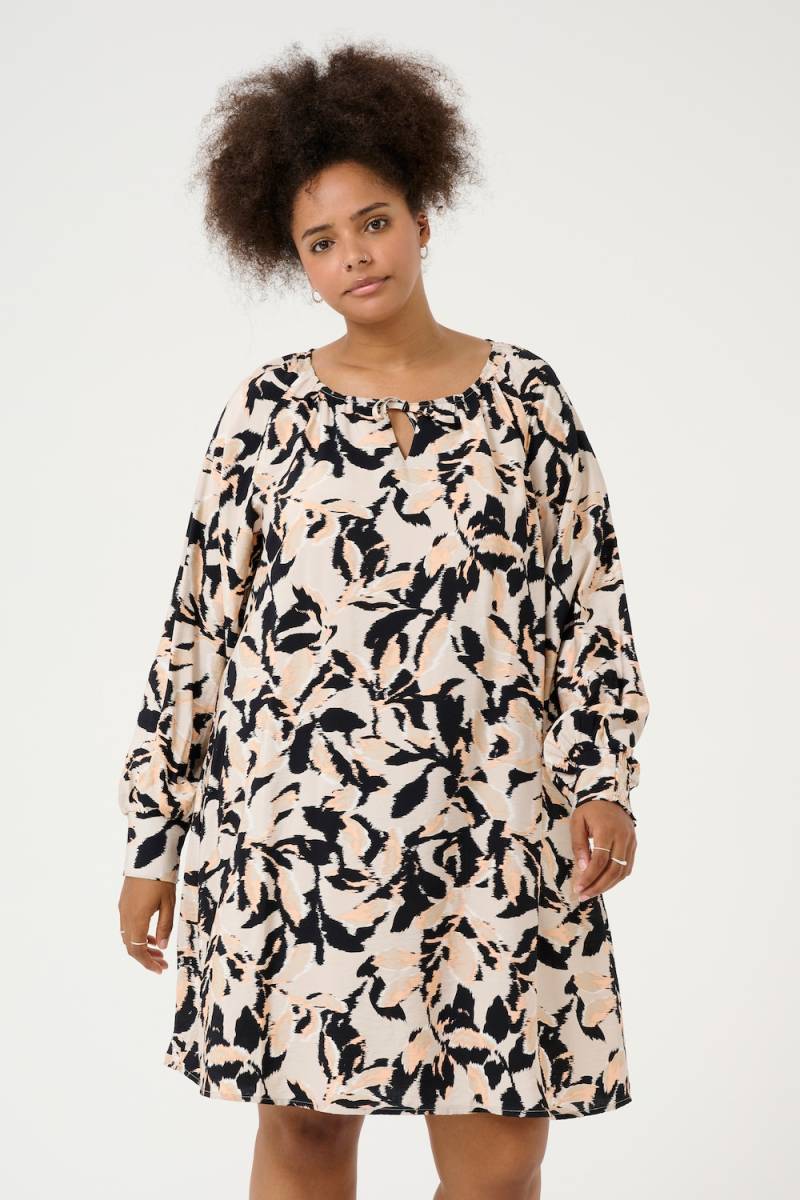 Große Größen Kleid A-shape, Damen, beige, Größe: 52, Viskose/Nylon, Happy Size DE Women von KAFFE Curve